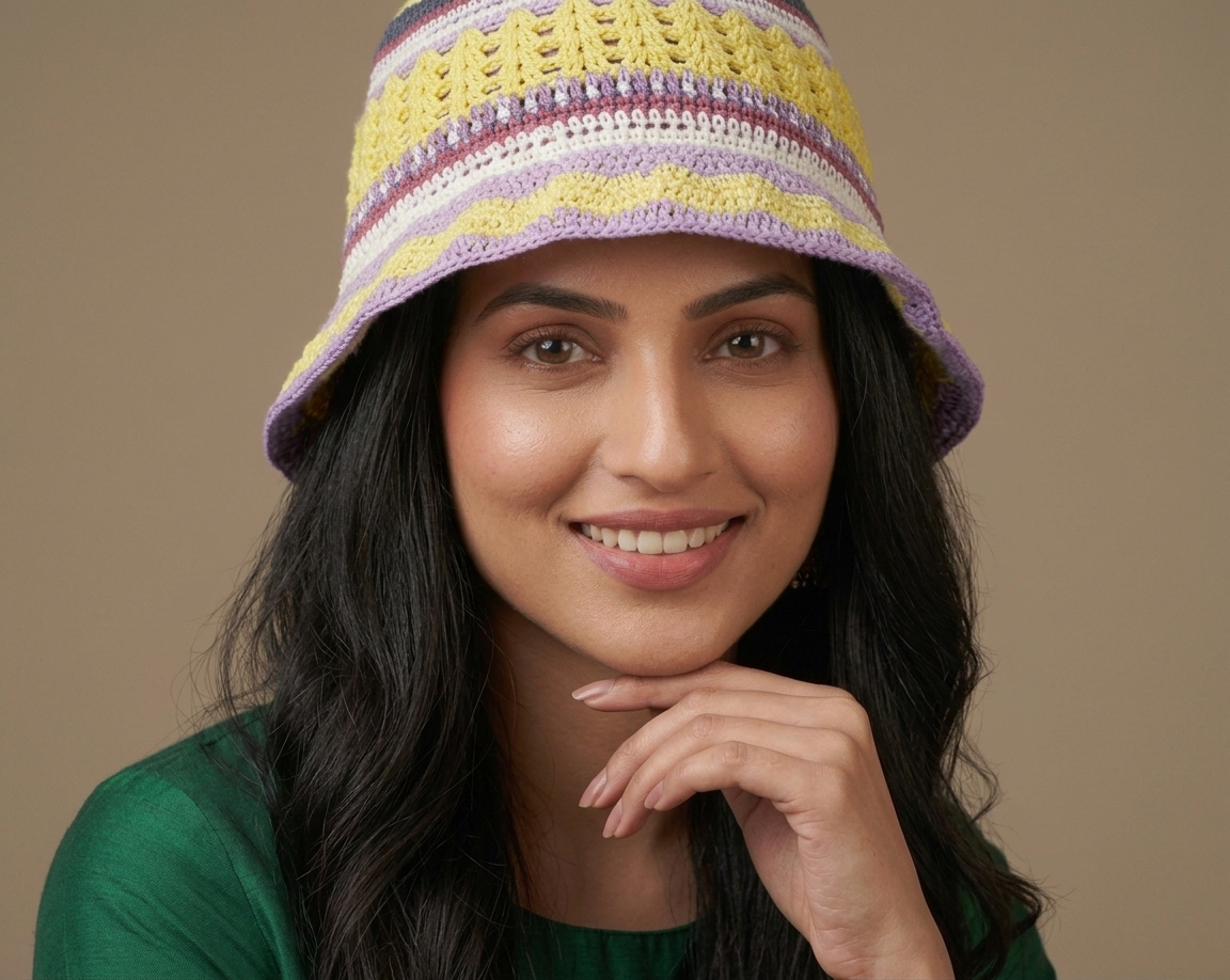 Multicolor Striped Crochet Bucket Hat — view 3