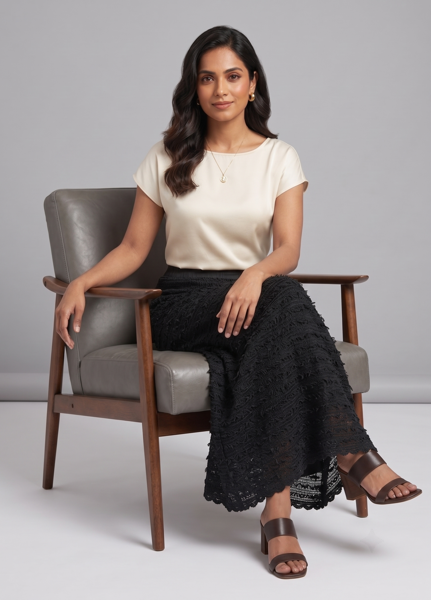Black Fringe Crochet Maxi Skirt — view 6