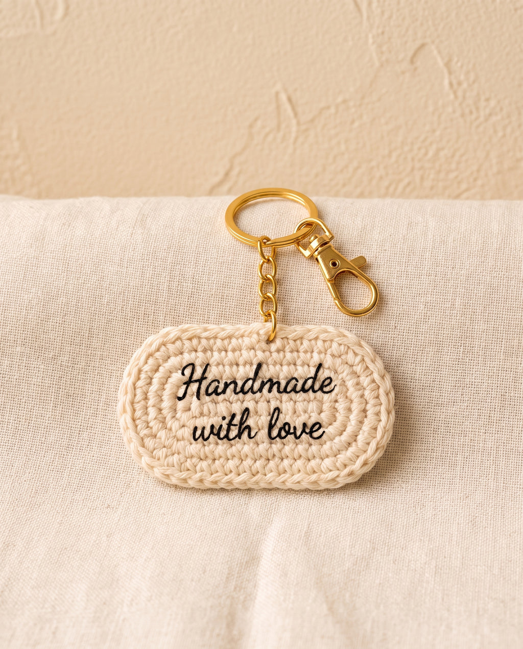 Crochet name tag keychain bag charm