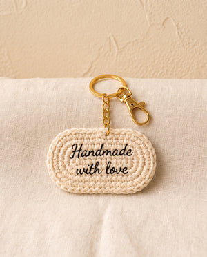 Crochet name tag keychain bag charm