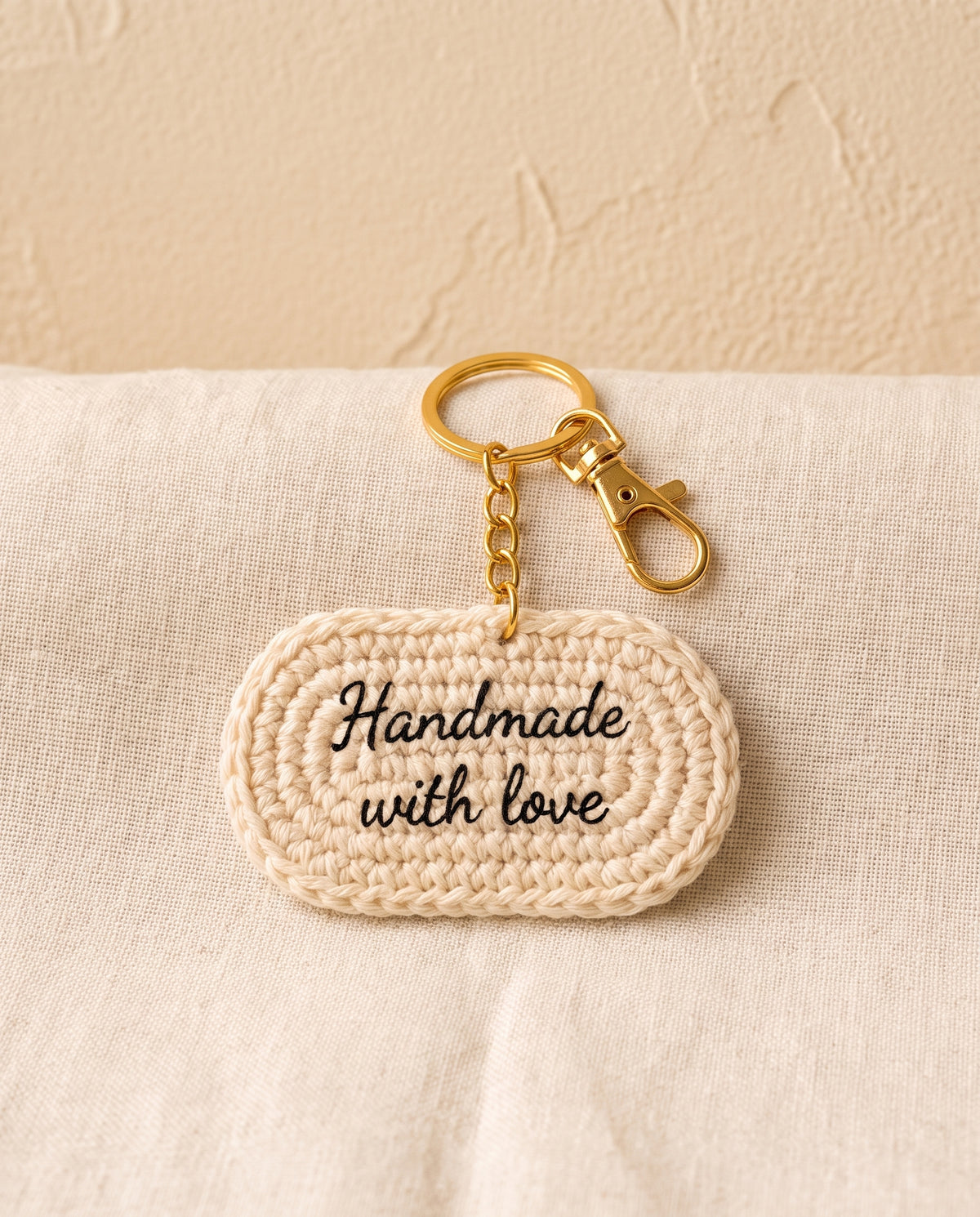 Crochet name tag keychain bag charm