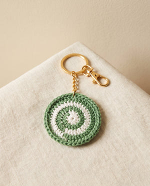 Crochet circle keychain bag charm