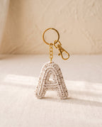 Crochet initial letter keychain bag charm