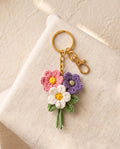 Crochet mini flower bouquet keychain bag charm