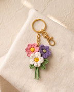 Crochet mini flower bouquet keychain bag charm