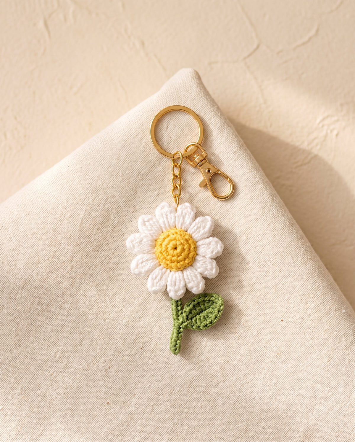 Crochet daisy keychain bag charm