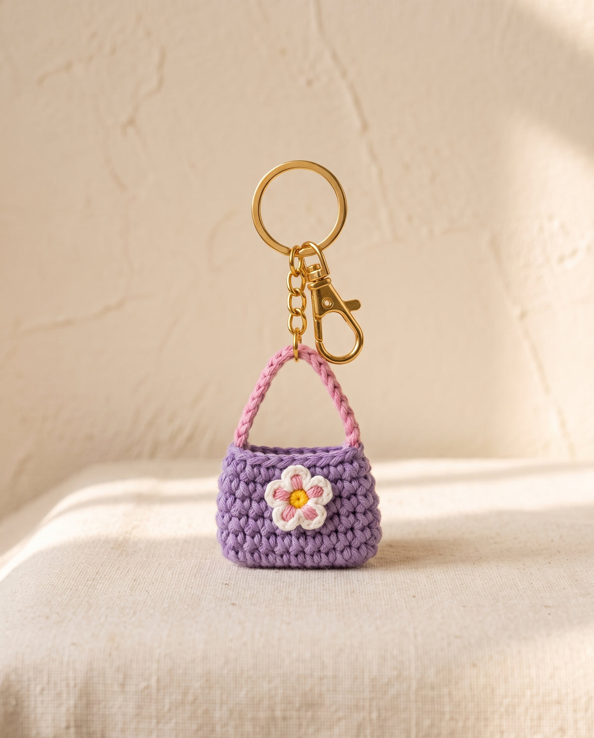 Crochet mini bag keychain bag charm