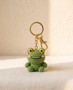 Crochet frog keychain bag charm
