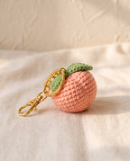 Crochet peach keychain bag charm