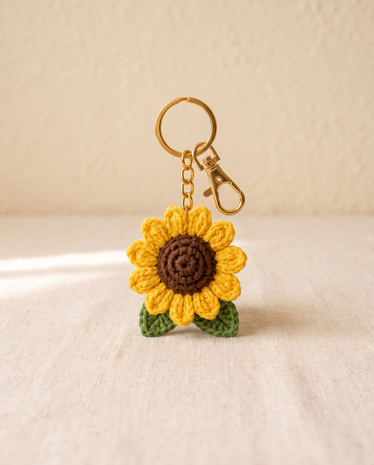 Crochet sunflower keychain bag charm