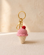 Crochet ice cream keychain bag charm