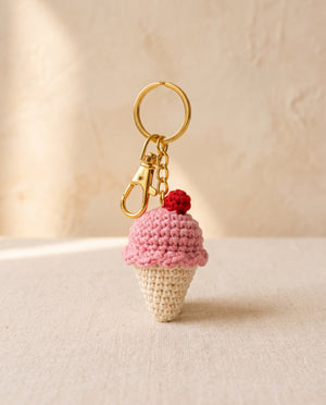 Crochet ice cream keychain bag charm