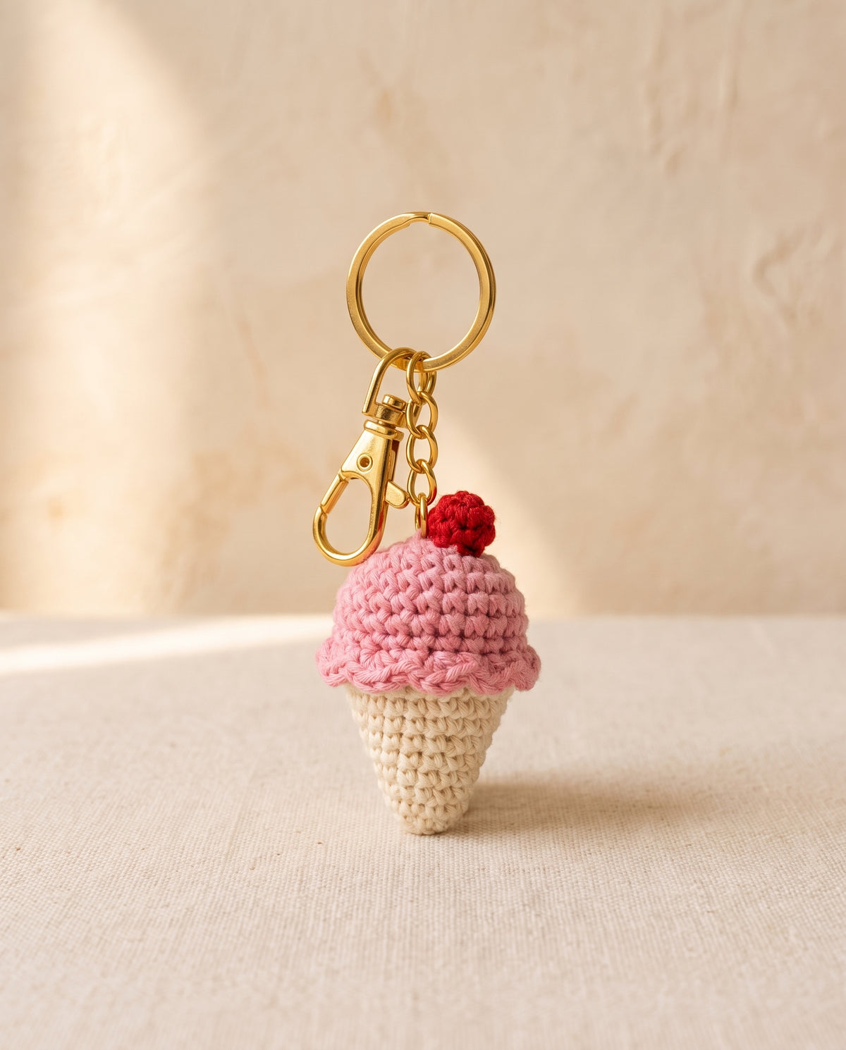Crochet ice cream keychain bag charm