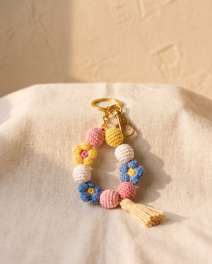 Crochet beaded strap keychain bag charm