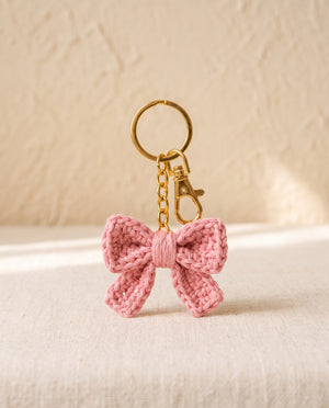 Crochet bow keychain bag charm