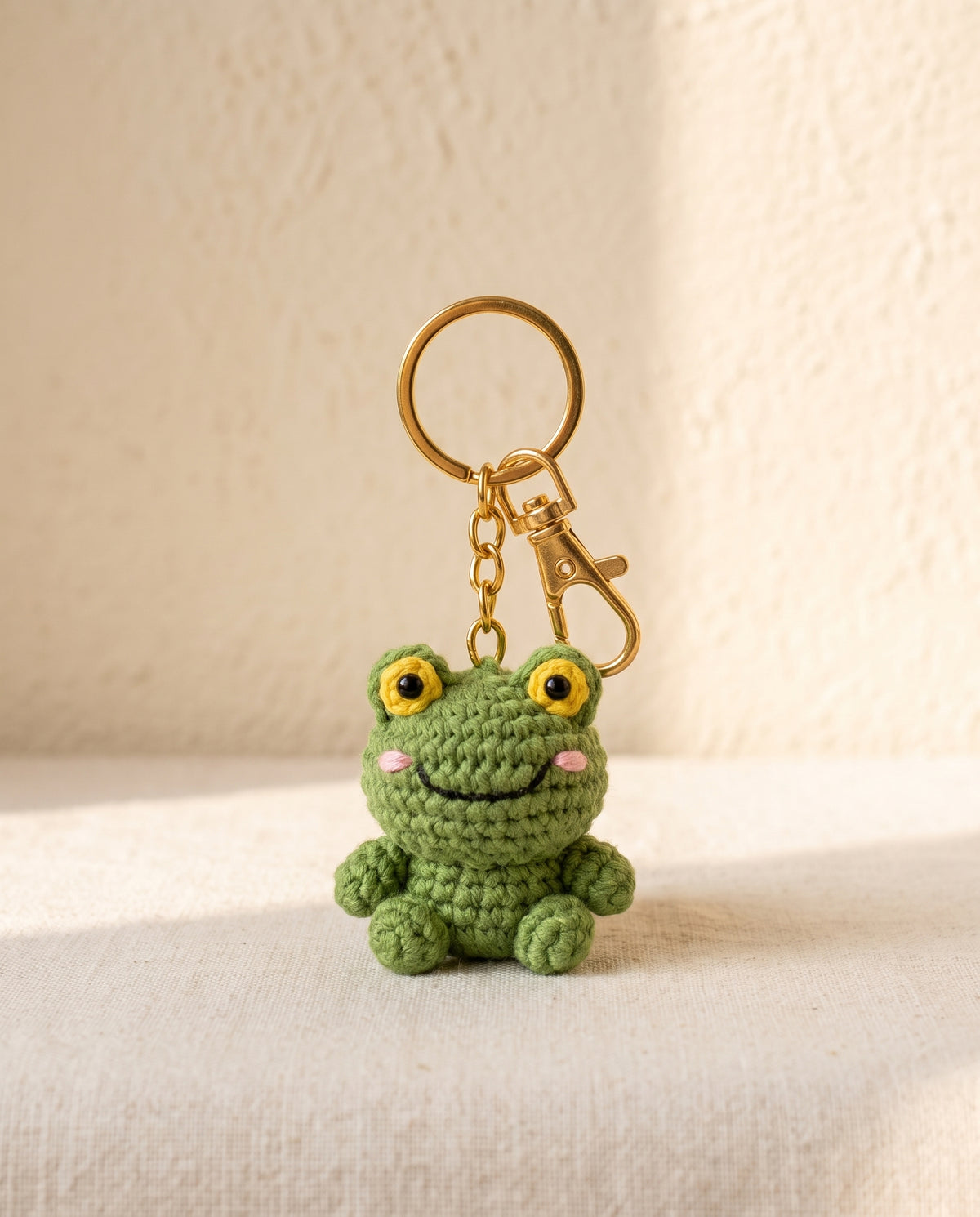 Crochet frog keychain bag charm