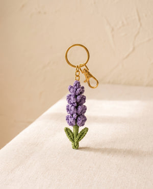 Crochet lavender keychain bag charm