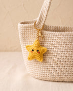 Crochet star charm on a tote bag