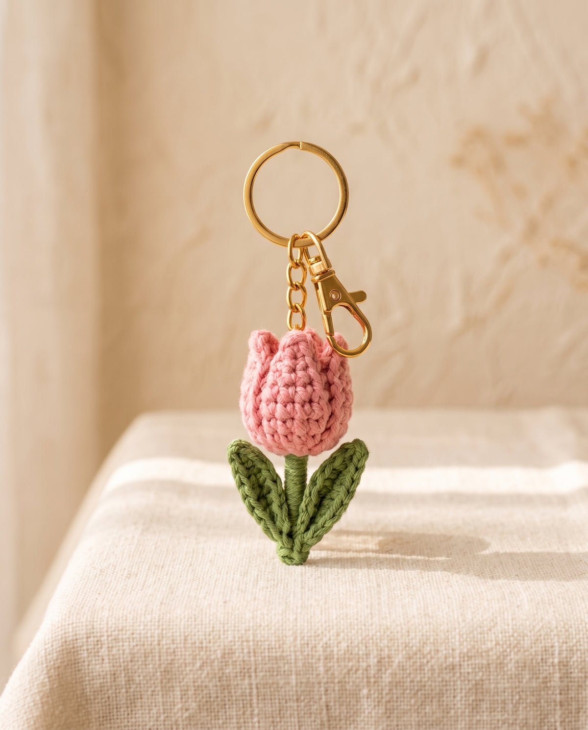 Crochet tulip keychain bag charm