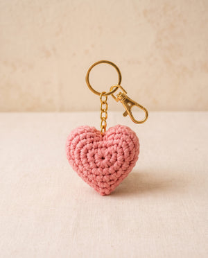Crochet heart keychain bag charm