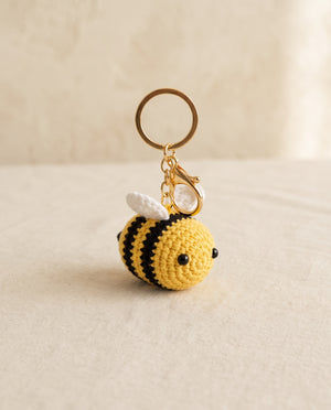 Crochet bee keychain bag charm