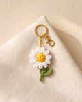 Crochet daisy keychain bag charm