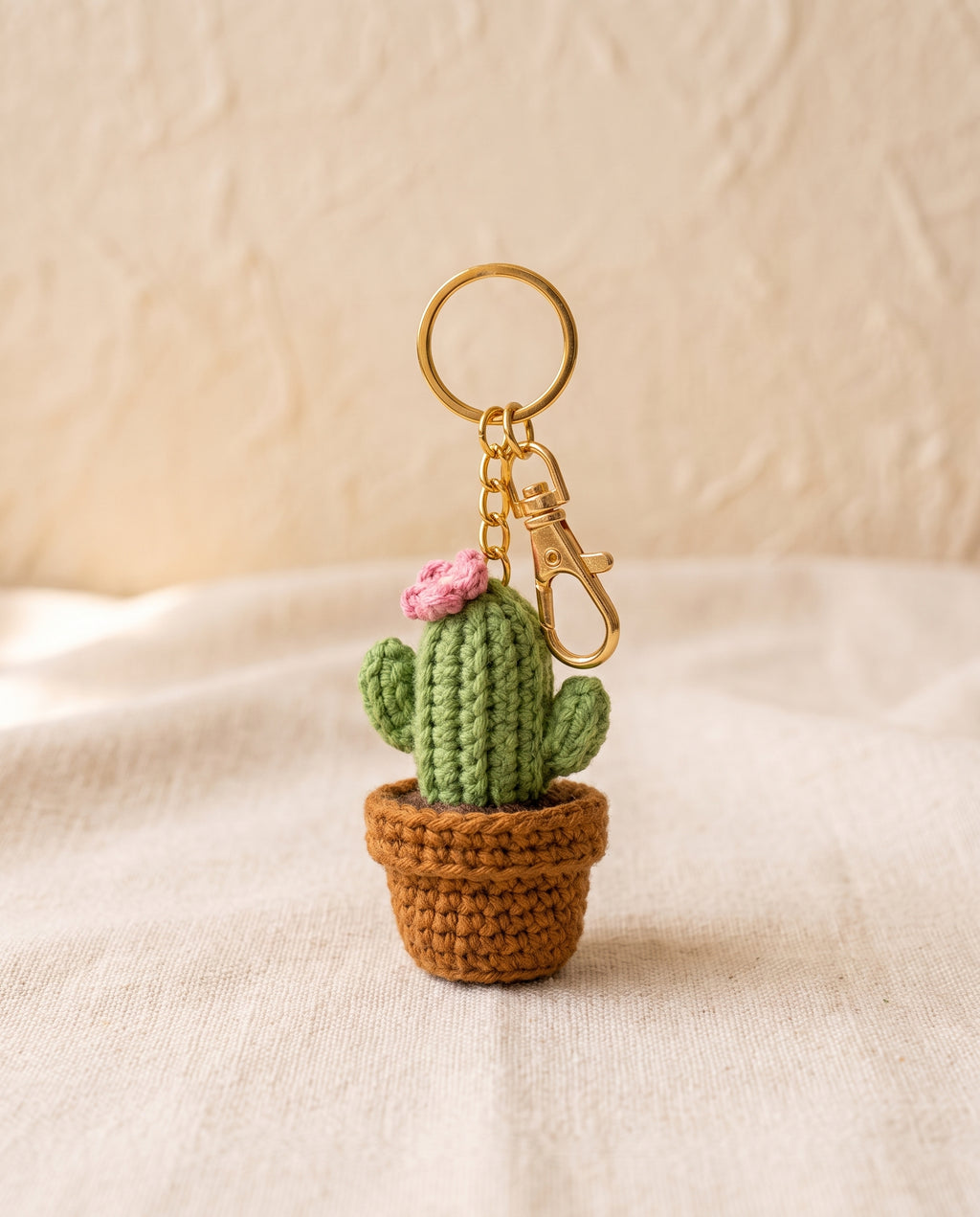 Crochet cactus keychain bag charm