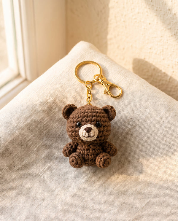 Crochet teddy bear keychain bag charm