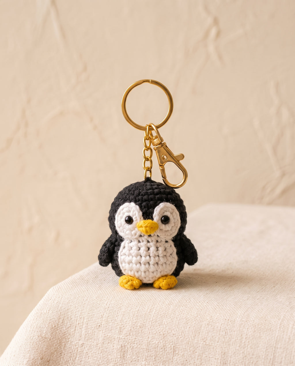 Crochet penguin keychain bag charm