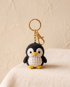 Crochet penguin keychain bag charm