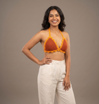 Rust Halter Neck Crochet Crop Top — view 2