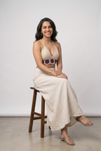 Ivory Halter Neck Crochet Crop Top — view 5