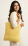 Yellow crochet tote bag eco-friendly handmade by women artisans Narsapuram GI-tagged India