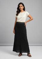 Black Fringe Crochet Maxi Skirt — view 4