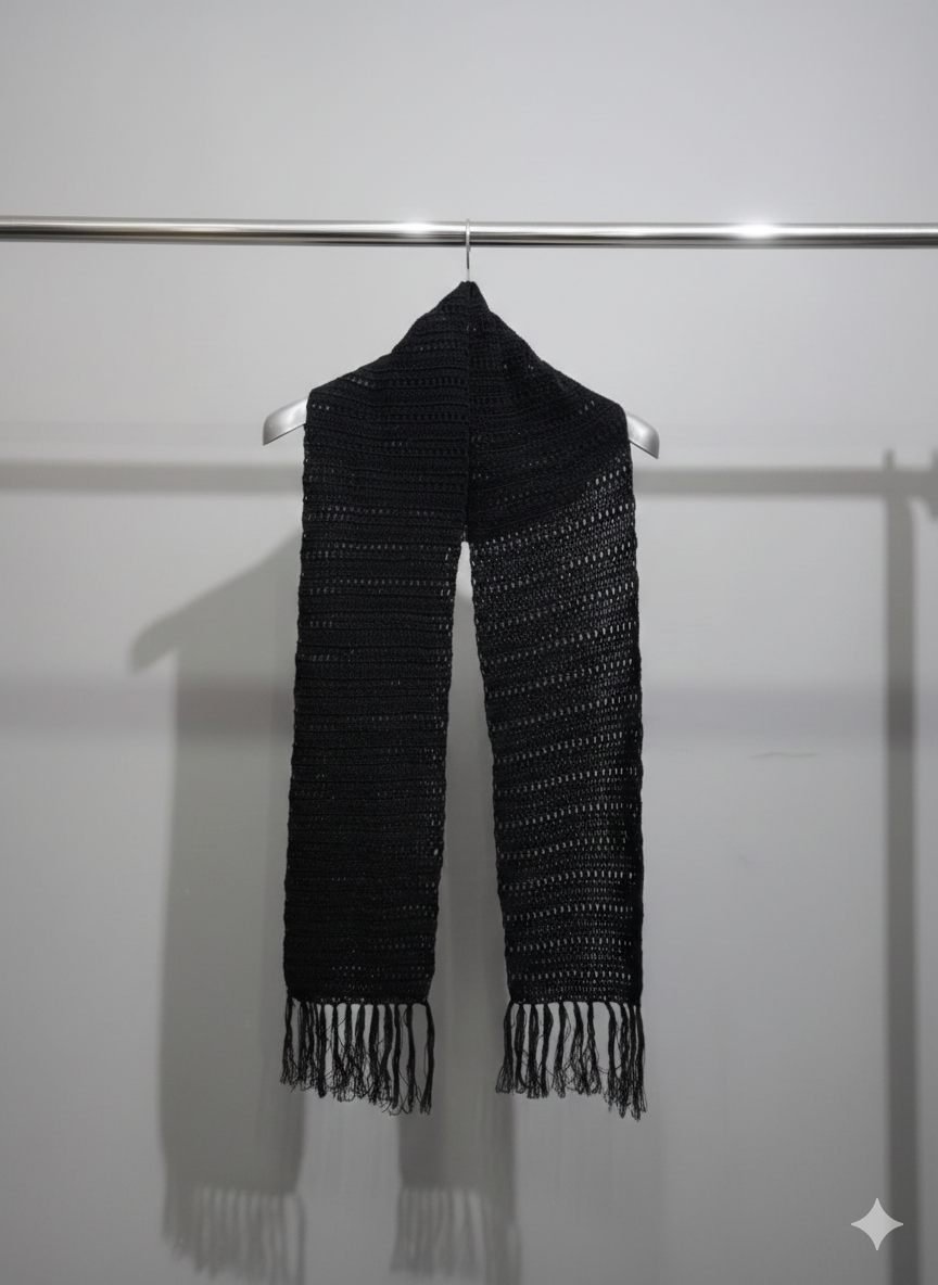 Handmade Scarf with Fringe Tassels Classic | Black