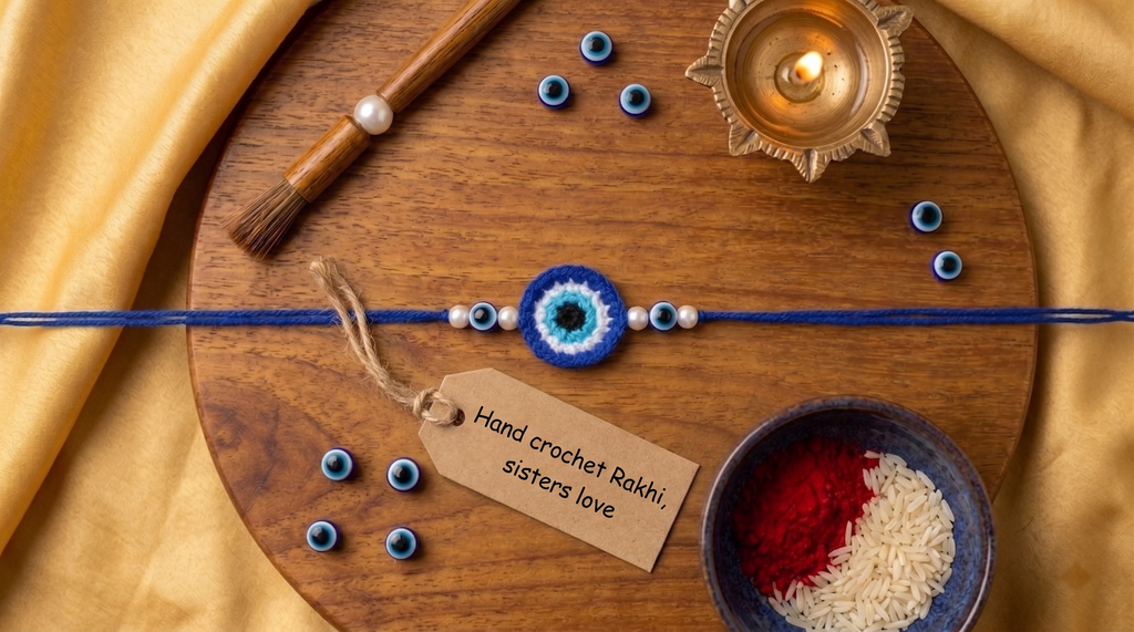 Blue Rakhi with Pearls (Set of 2, 3 or 5)