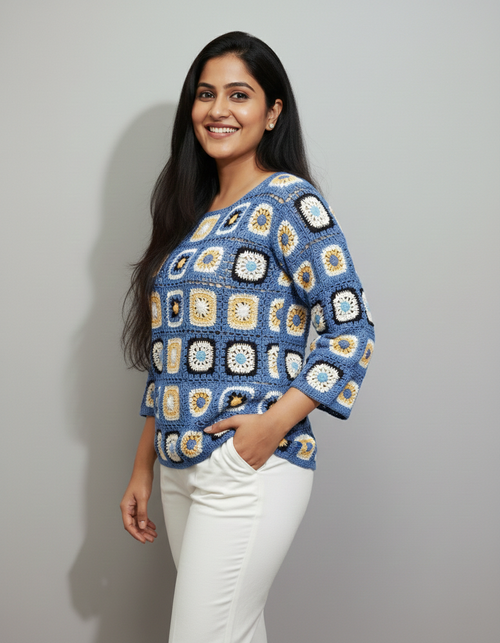 Crochet Floral Motif Top — view 2