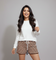 Mustard geometric honeycomb crochet shorts handmade by women artisans Narsapuram India