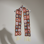 Handmade Square Scarf Square Pattern with Tassels | Multicolour