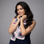 Handmade Square Crochet Scarf | Multicolor Purple Pink