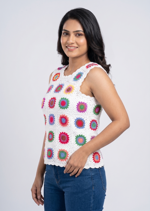Floral Granny Square Top