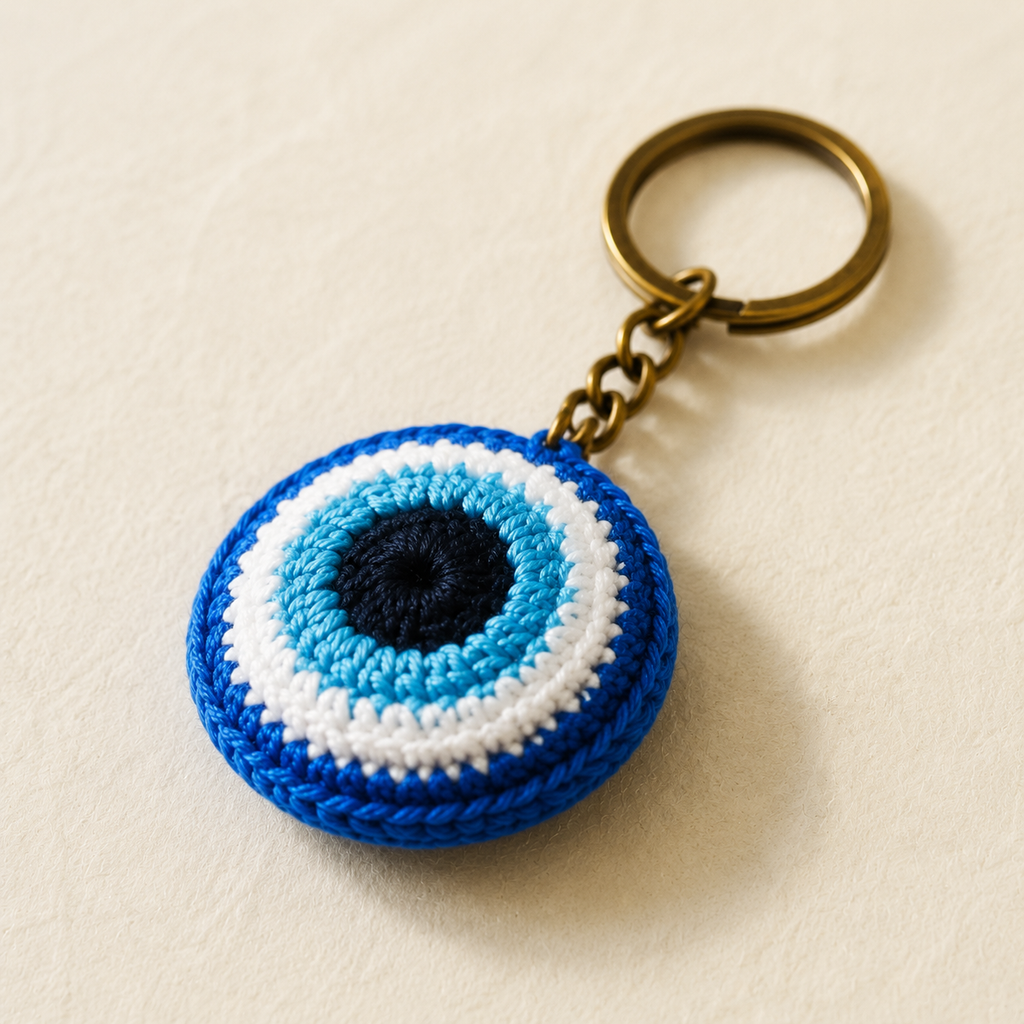 Crochet Blue Eye Keychain - view 2
