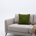 Olive Green Crochet Cushion Cover with Scalloped Edge