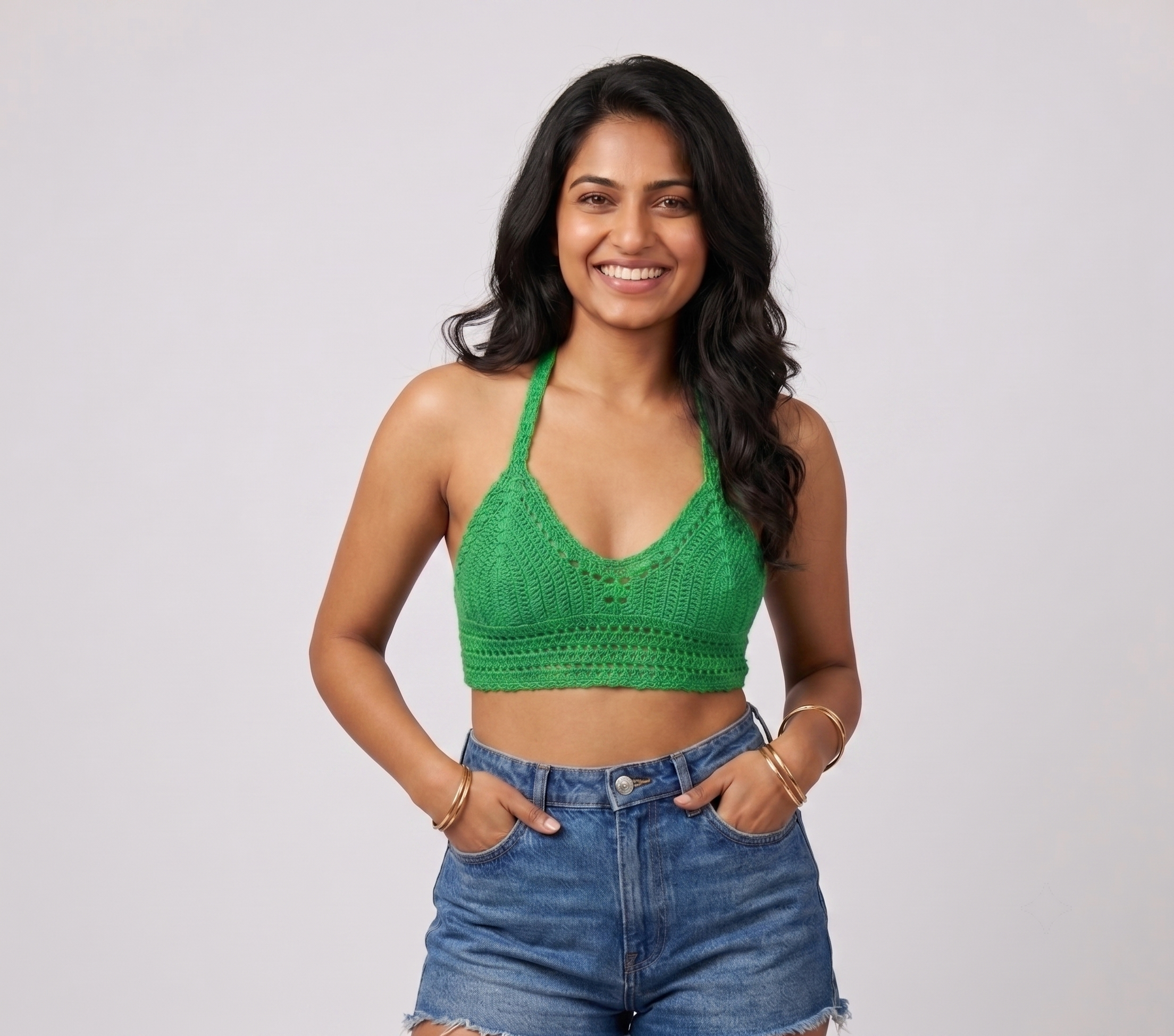Green Crochet Crop Top — view 2