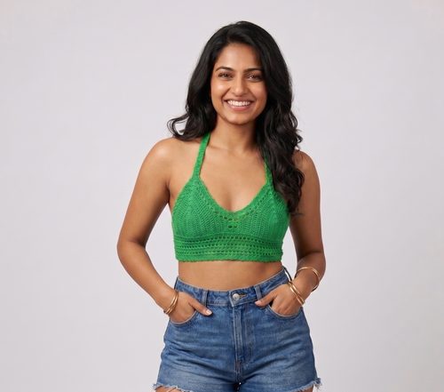 Green Crochet Crop Top — view 2