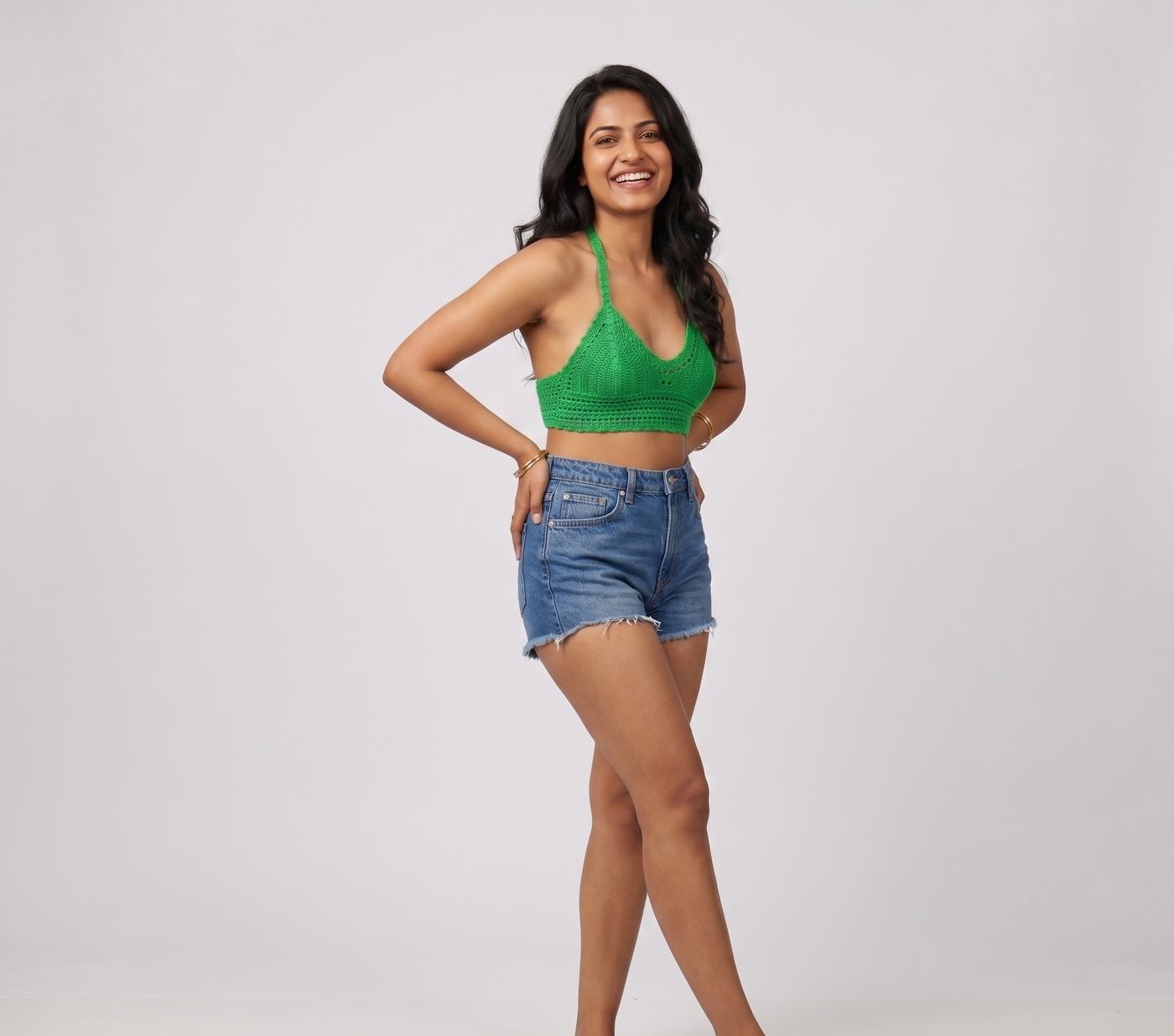 Green Crochet Crop Top — view 3