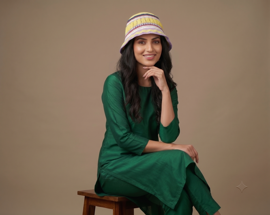 Multicolor Striped Crochet Bucket Hat — view 2