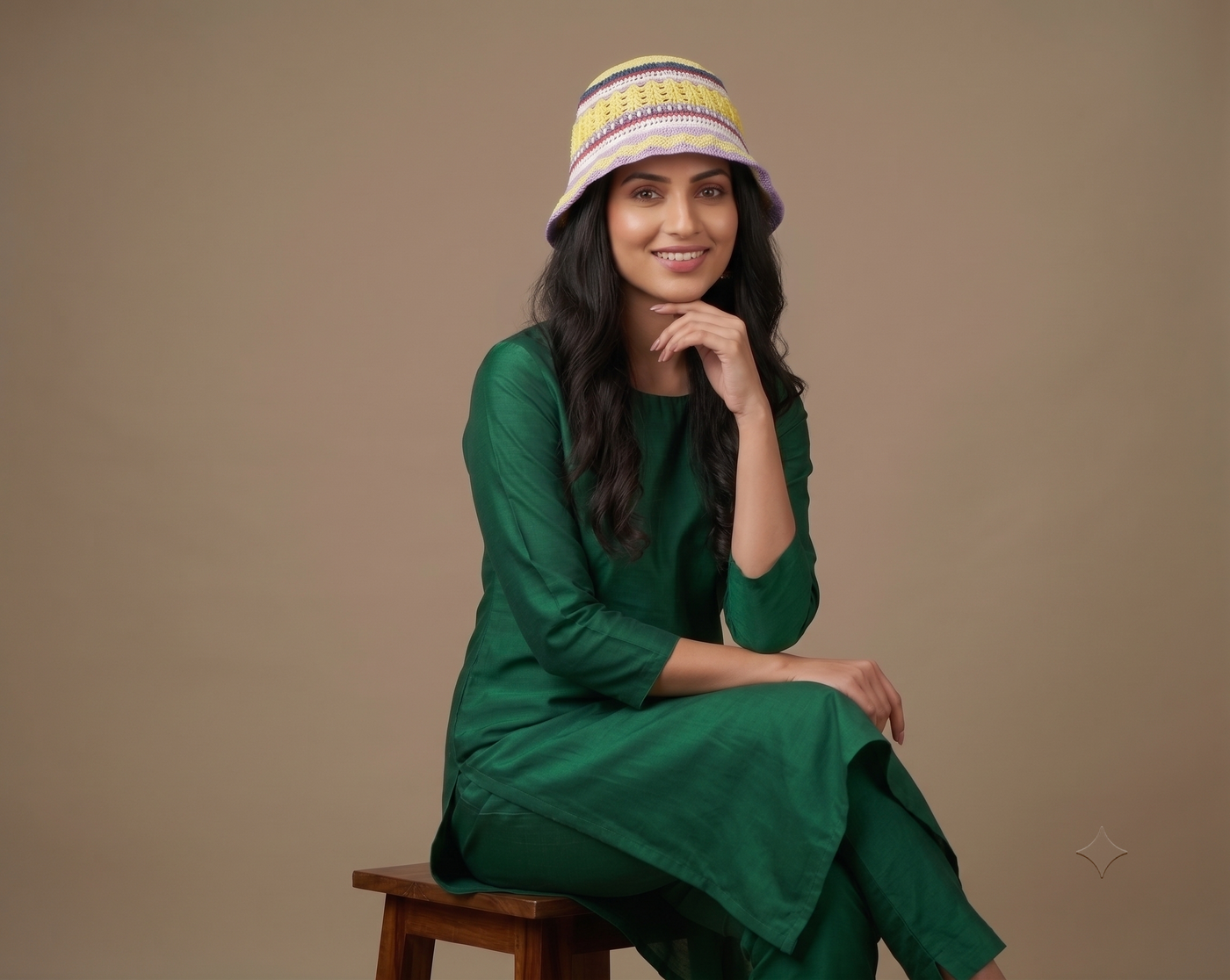 Multicolor Striped Crochet Bucket Hat — view 2