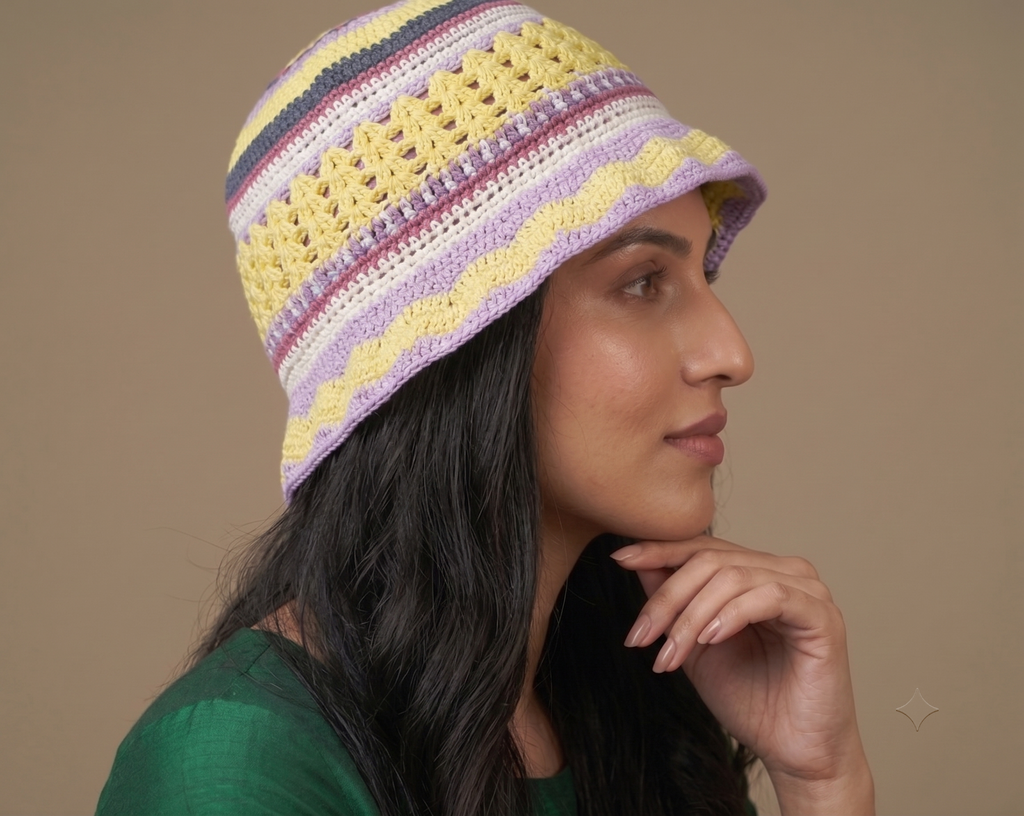 Multicolor Striped Crochet Bucket Hat — view 5