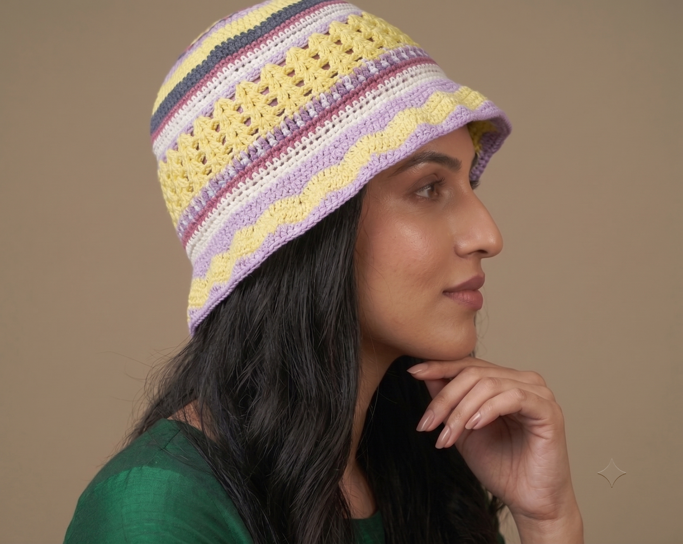Multicolor Striped Crochet Bucket Hat — view 5